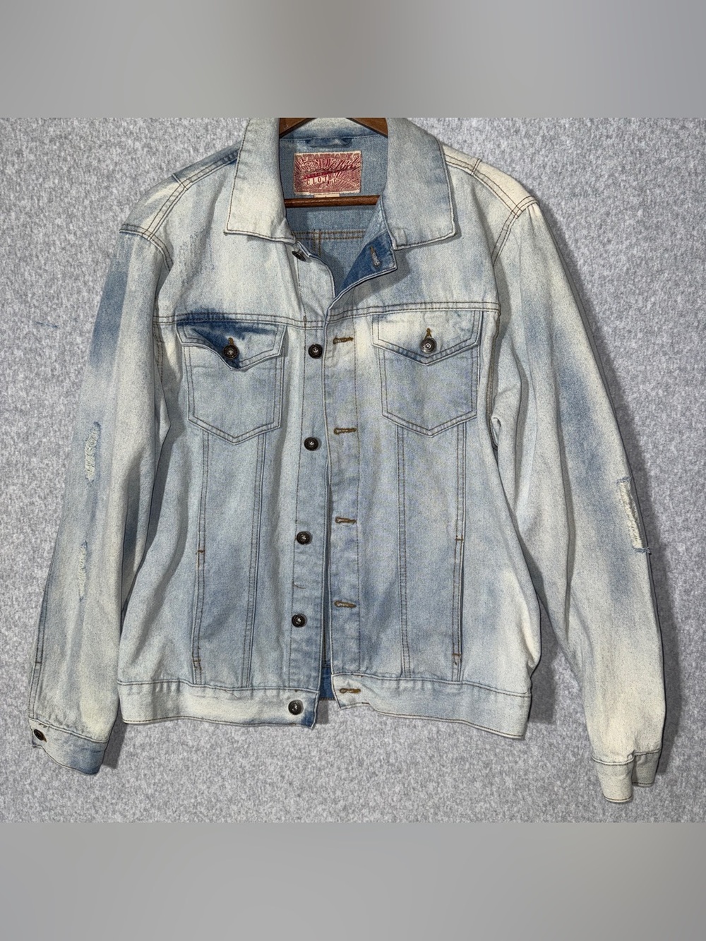 Brooklyn Cloth Light Wash Blue Denim Jacket - Bomber/Varsity Style